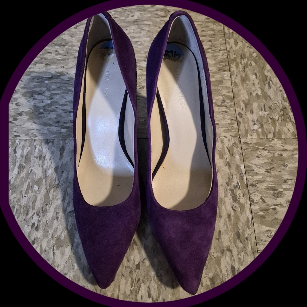 Nine West Purple Suede Pointed-Toe Pumps